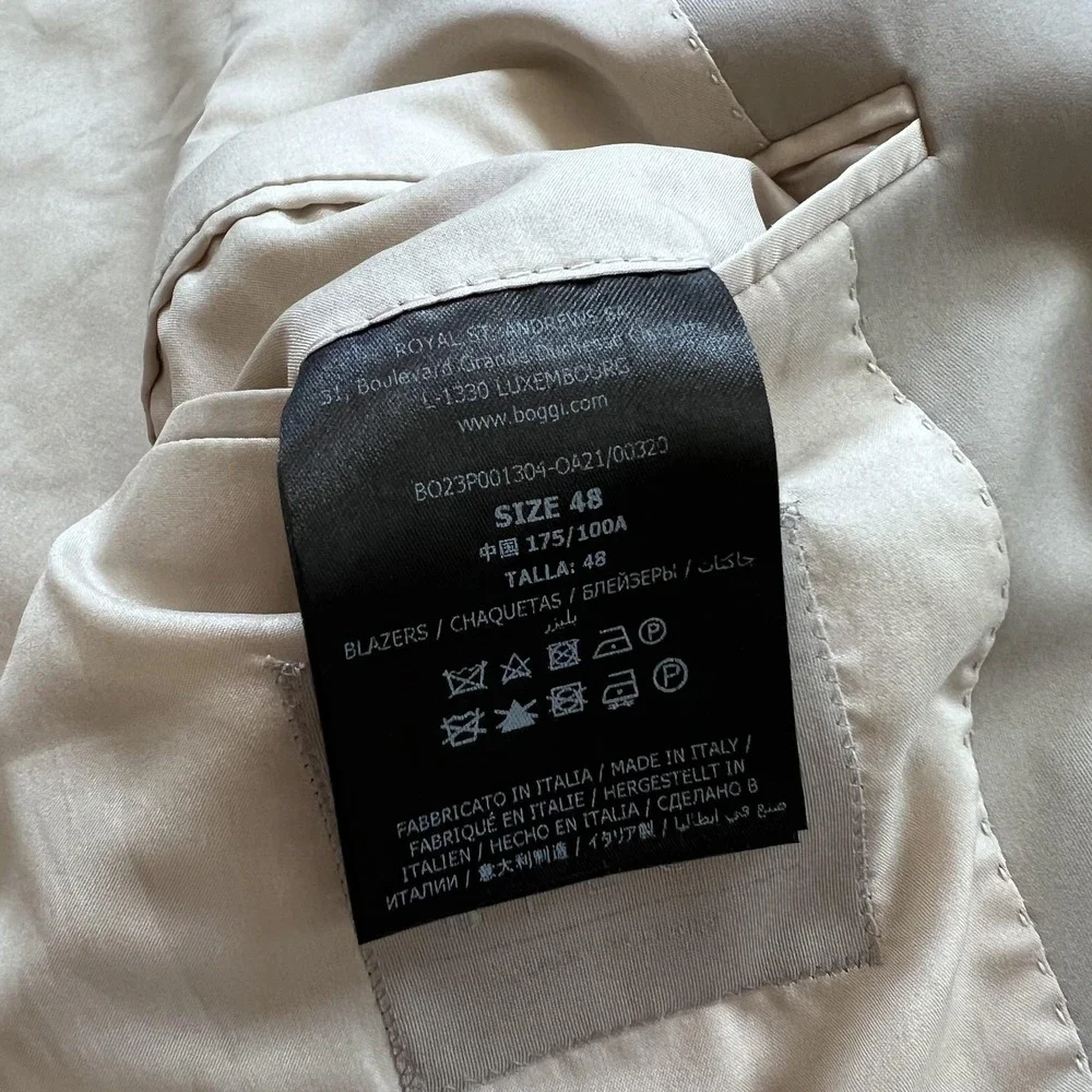 Boggi Milano B Tech Blazer Mens 48 Beige Stretch Travel Jacket Made Italy
